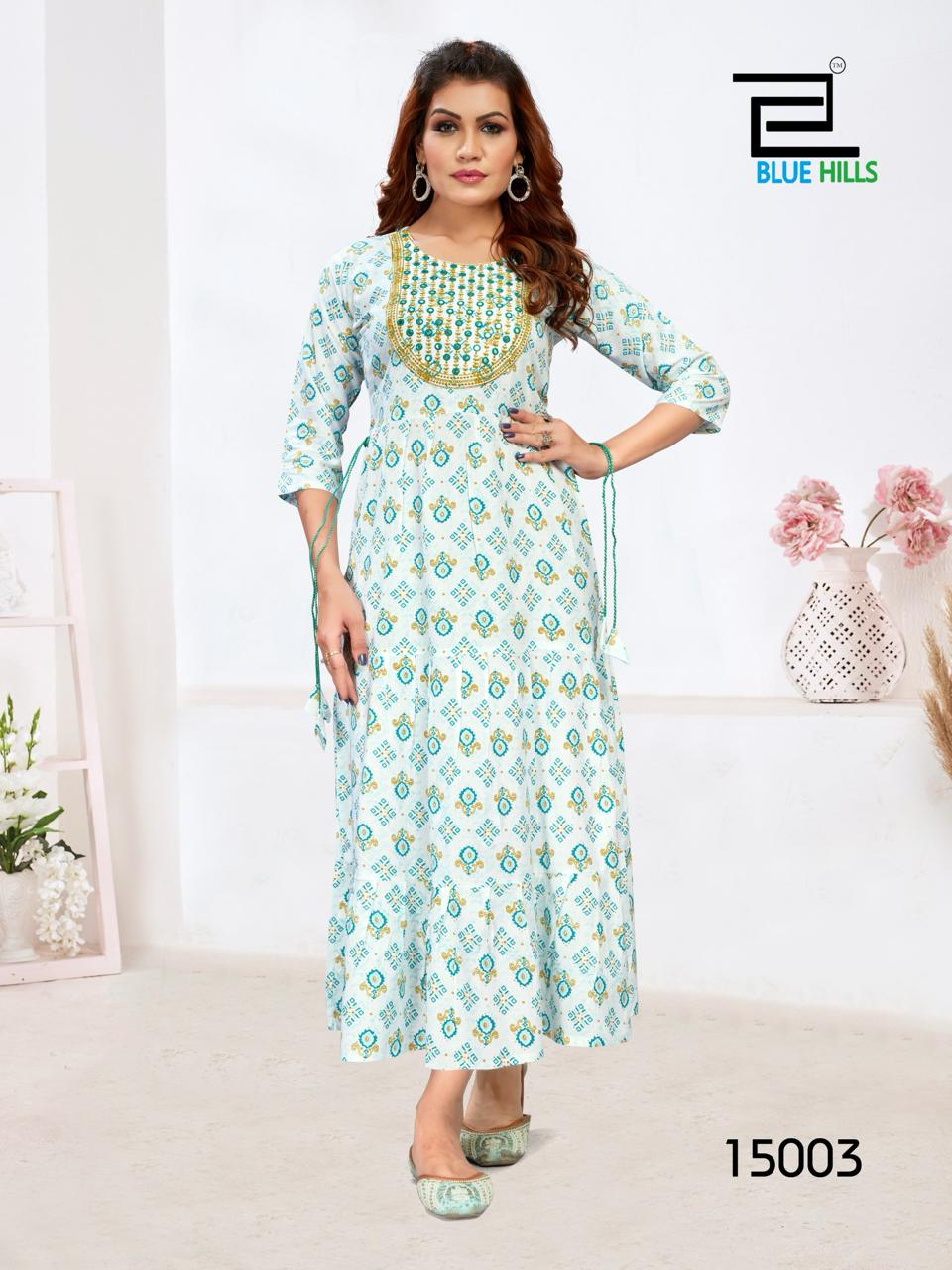 Sarfaraz Vol 15 By Blue Hills Long Printed Kurtis Wholesale Market In Surat With Price